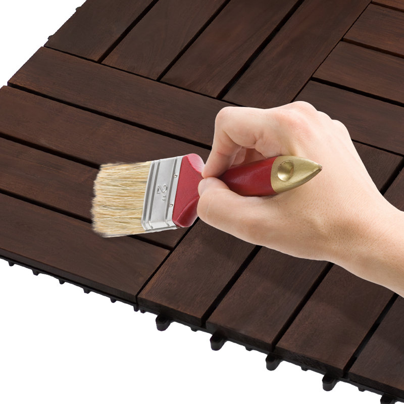 VG4 12'' L x 12'' W Solid Wood Interlocking Deck Tile in Red