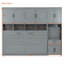 Lit escamotable mural simple avec placard, tiroirs et bureau - gris
