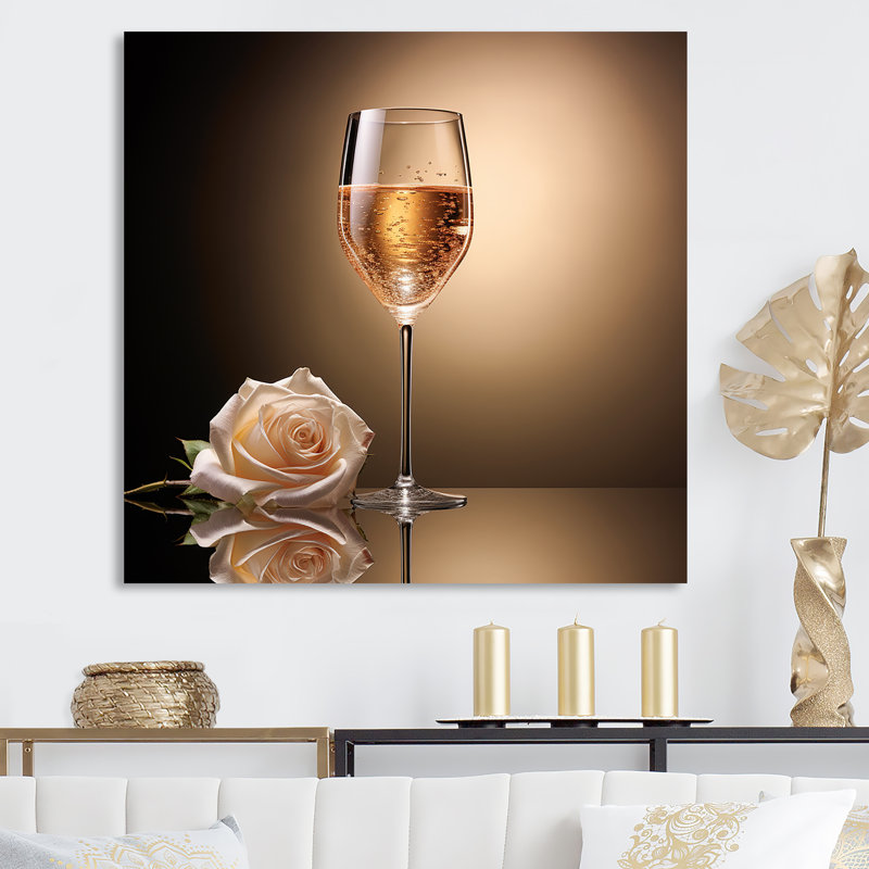 Rose And Cristals Clarity  - Wine & Champagne Canvas Prints, Toile tendue, 24" H x 24" W