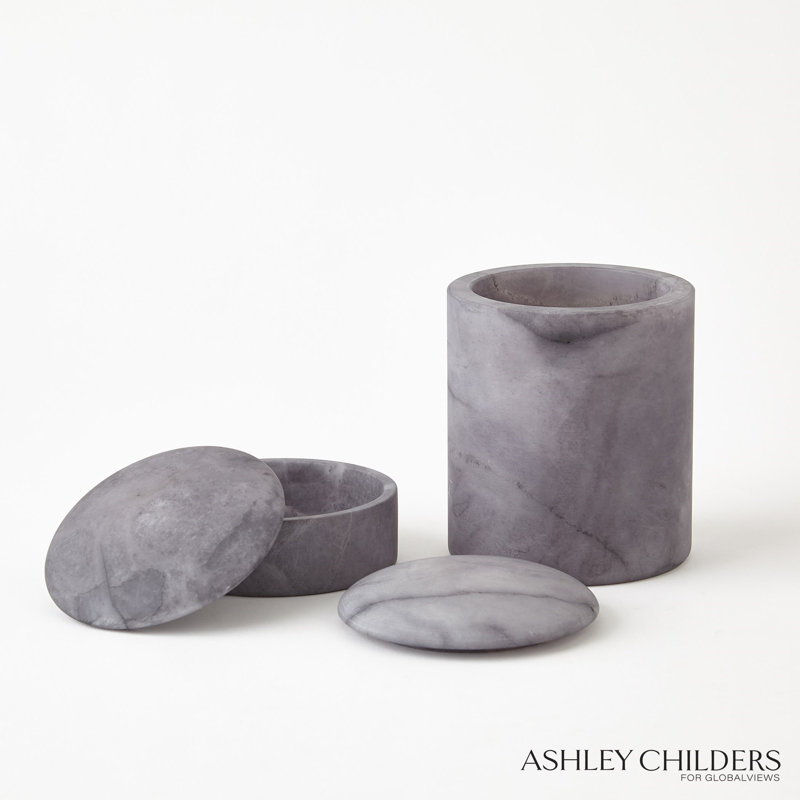 Gala Alabaster Canister-Tall, Gray