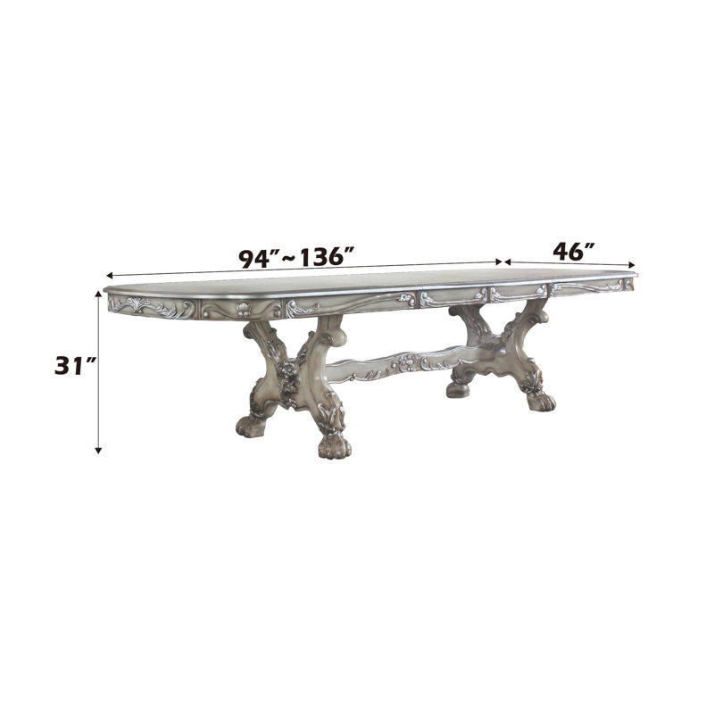 Table de salle à manger Dresden Dres, Ivoire ivoire, H 31 po x L 136 po x l 46 po