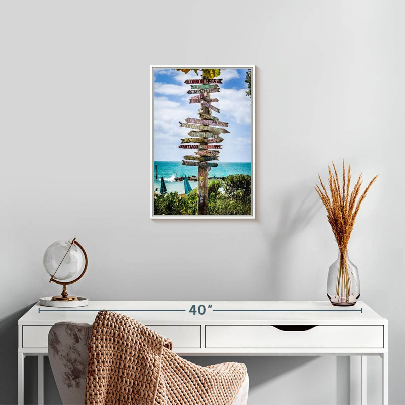 Panneaux de destination de Key West, Floating Frame White, 13" x 19"