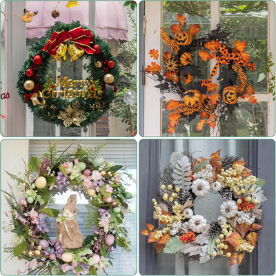 Paquet de 4 crochets à couronne pour porte d'entrée, crochets à ventouse très larges, crochets robustes de 1,9 po pour guirlande de Pâques