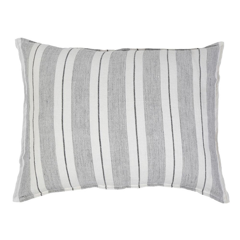 Laguna Linen Lumbar Pillow Cover & Insert, Gray/Charcoal