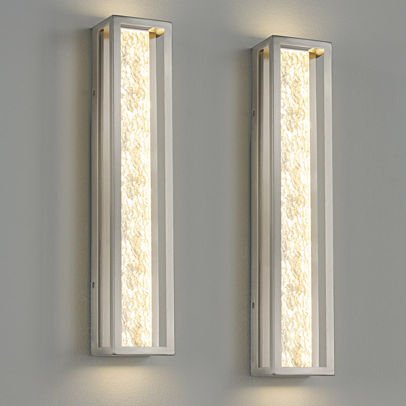 Appliques murales modernes à DEL à intensité variable, Nickel, 24" H x 4.7" W x 3.74" D