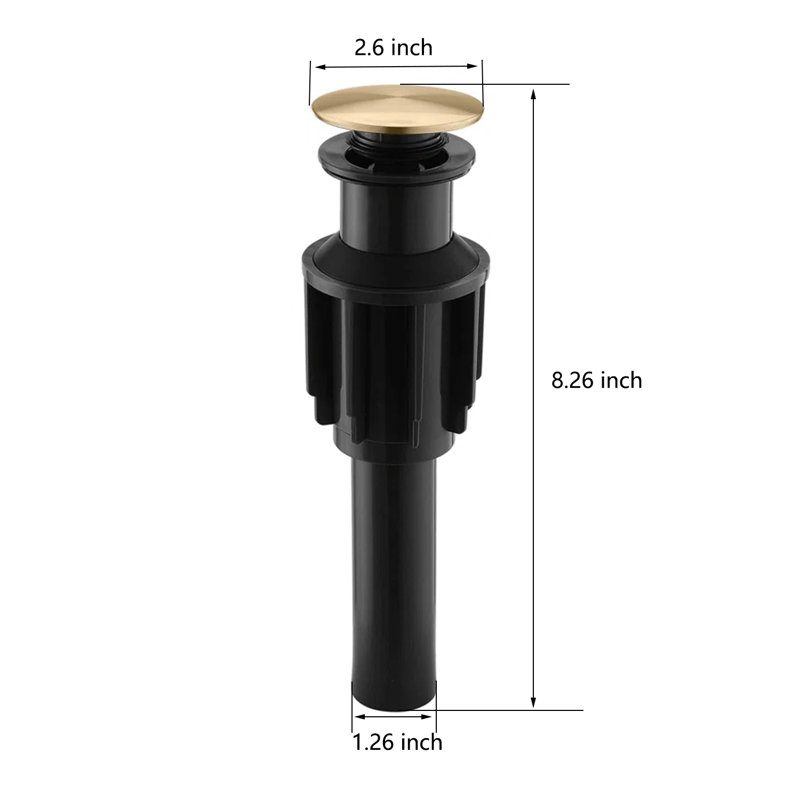 Pop-Up Bathroom Sink Drain Without Overflow, Brushed Gold