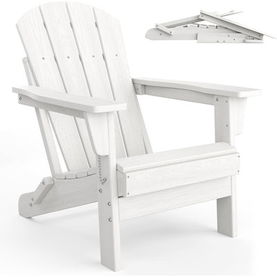 3-Piece Folding Adirondack Chair Set with Side Table, Weather-Resistant HDPE Plastic, 380 lbs Capacity, Wood-Like Texture - Black