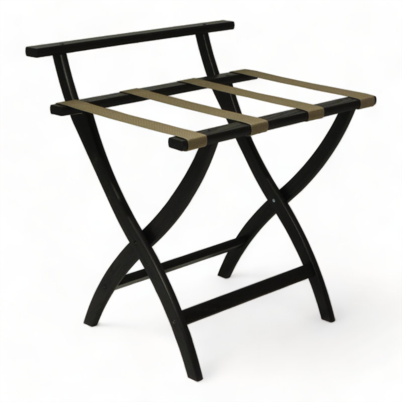 Porte-bagage en bois, Noir, Brun clair