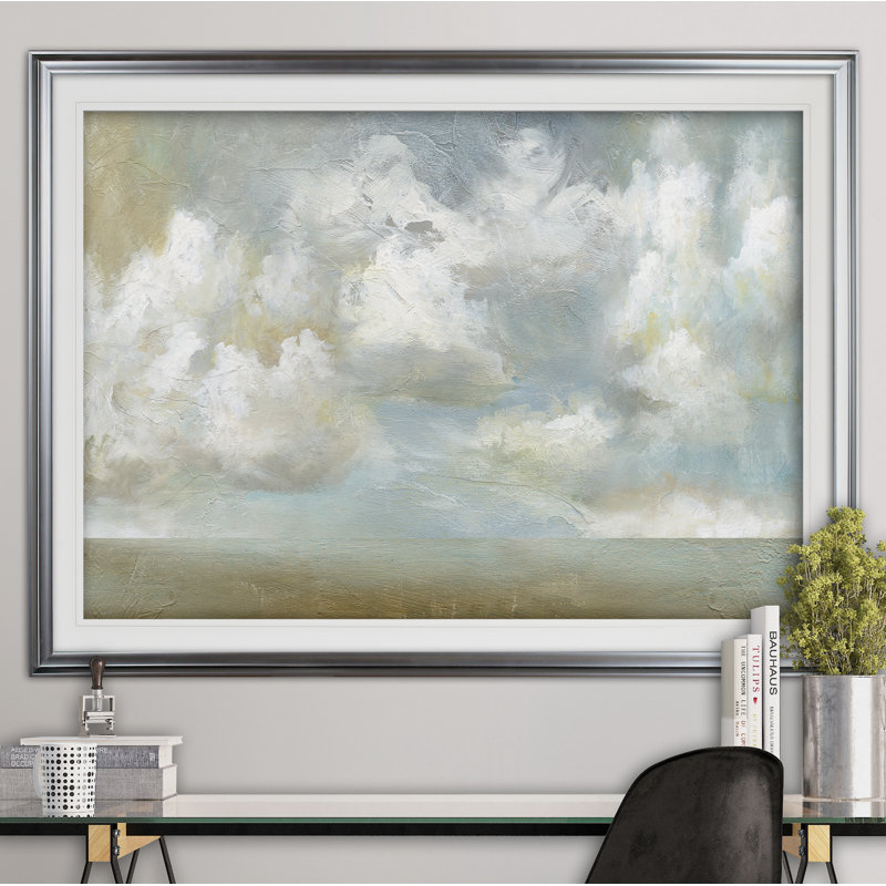 « cloudscape vista iii », reproduction de peinture à l’acrylique encadrée, H 24 po x l 32 po x P 1,5 po, Argent