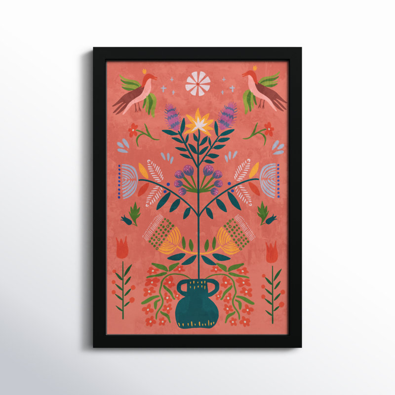 Bohemian Botanical Illustration by  - Picture Frame Print, Blanc, H 47 po x l 32 po