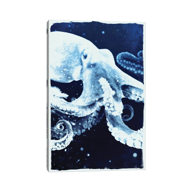 Indigo Octopus by 33 Broken Bones - Wrapped Canvas Gallery-Wrapped Canvas Giclée, 20.32 cm H x 30.48 cm W