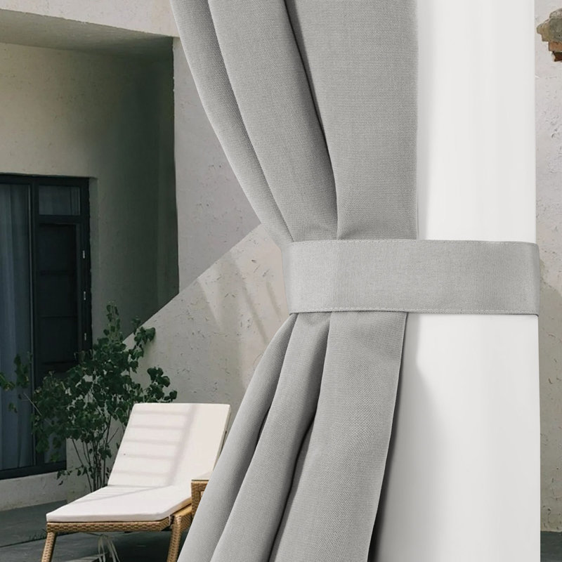 Antina Outdoor Solid Single Curtain Panel, Ash Gray, 52" W x 96" L