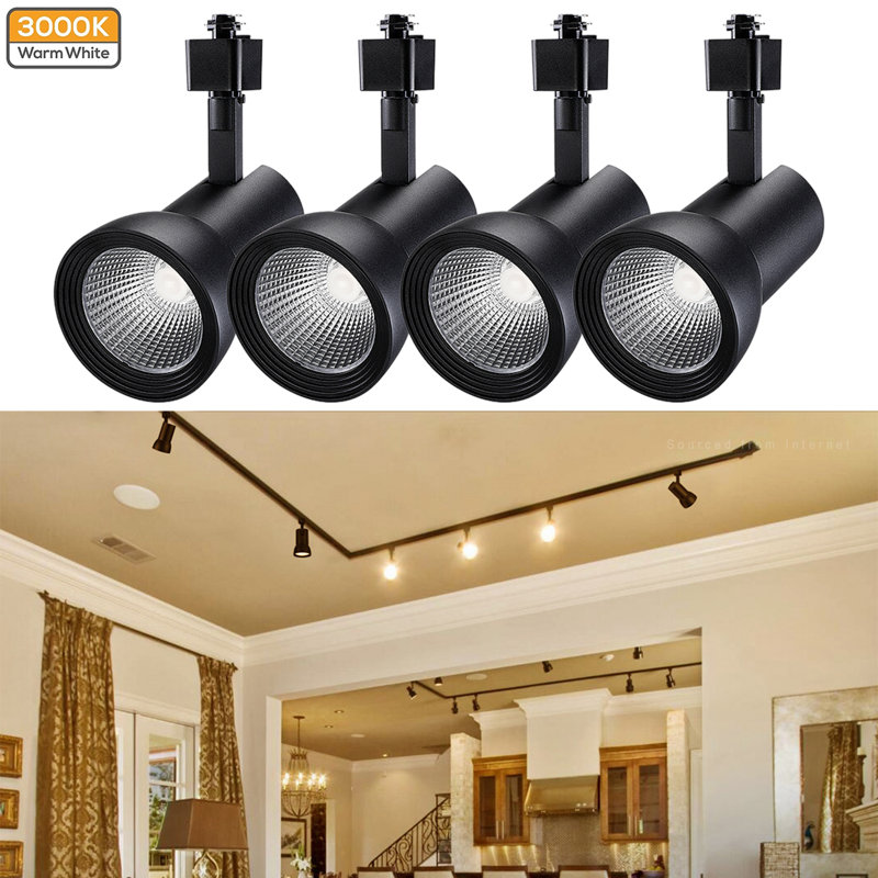 18w Led Track Lighting Heads Aluminum Housing, Dimmable 1400lm Cri90+, H Type Spotlight, Black, 3000K