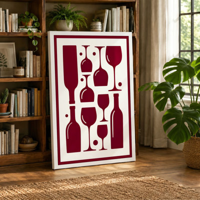 Wine in Burgundy Geometric - Wrapped Canvas