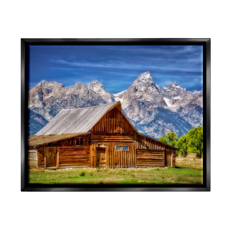 Cabin Mountain Range Landscape par Dennis Frates, photographie, Cadre flottant noir de jais, H 17 po x l 21 po x P 1,7 po