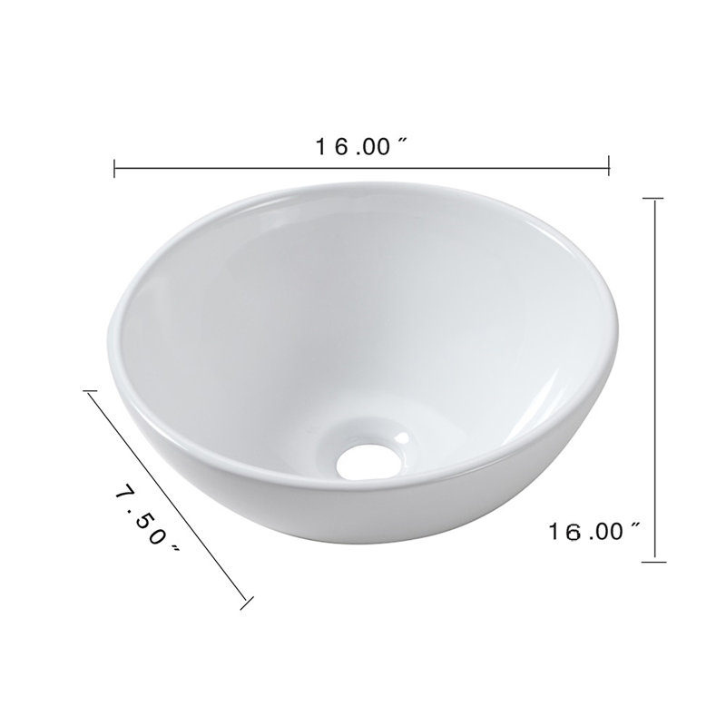 Lavabo de salle de bain vasque en céramique blanche 16 "X16"