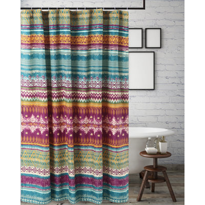 Greenland Home Fashions Southwest Siesta Shower Curtain – 72" x 72" Southwestern Tribal Pattern Polyester Bathroom Curtain with Reinforced Buttonholes