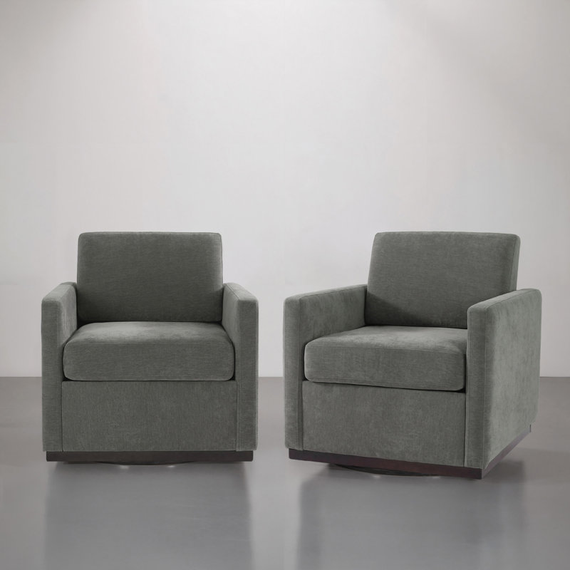 Upholstered Swivel Armchair, Dark Grey