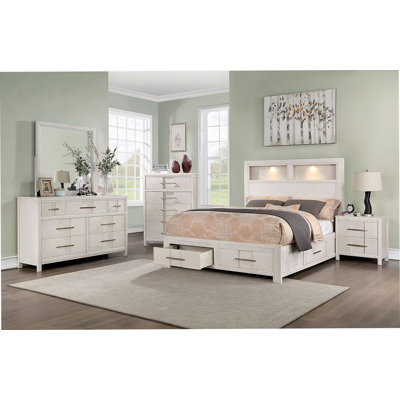 Transitional Style 1Pc Chest English Dovetail Five Drawers Simple Design Curve Handles White Finish
