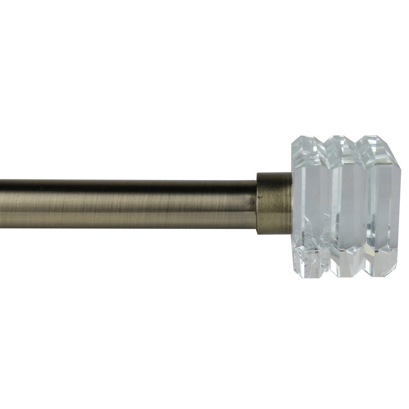 Tringle à rideaux simple Boltwood Crystal, De 28 po à 48 po de largeur, Laiton antique
