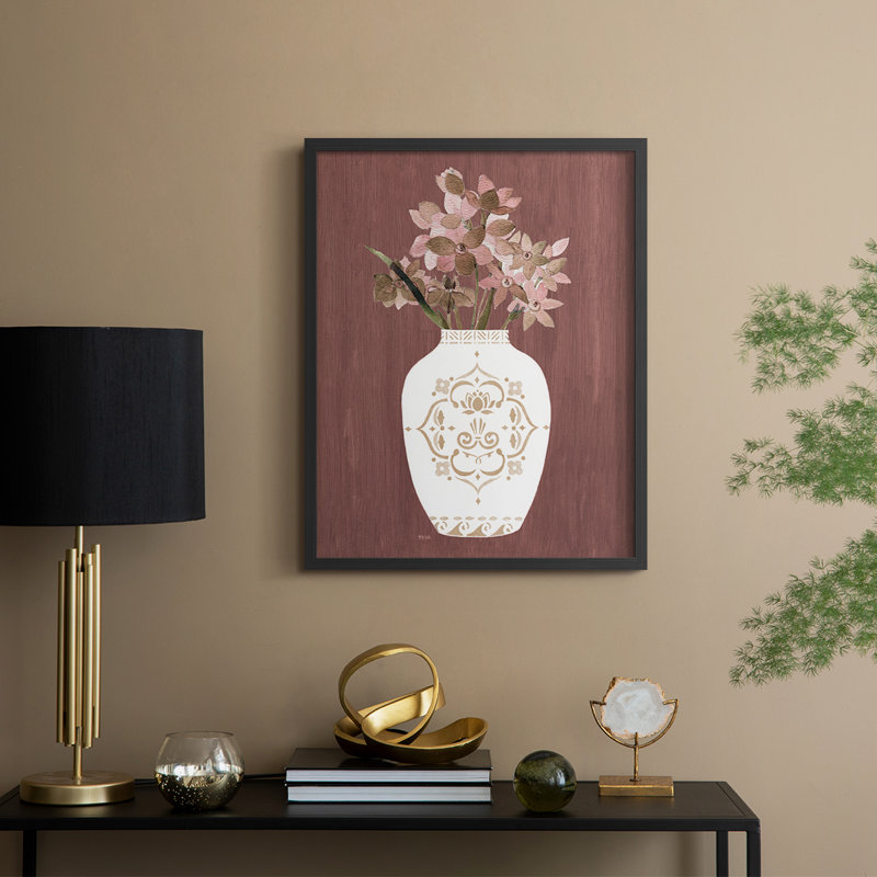 Romantic Florals I Framed Print - Solid Wood, Black, 30" H x 24" W