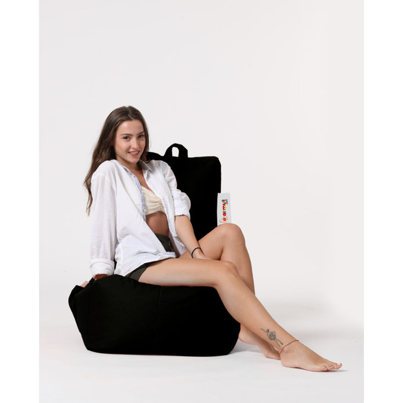 Petit fauteuil à billes, 100 % polyester noir