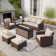 5 - Person Outdoor Wicker Patio Conversation Set with Swivel Chairs
