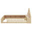 Lit en bois House Design, avec garde-corps, tablettes de rangement, éclairage à DEL, prises USB et prises de courant-129423117