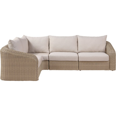 Belleville 88.25" Olefin Water Resistant Fabric And Wicker 4Pc. Outdoor Patio Modular Sectional