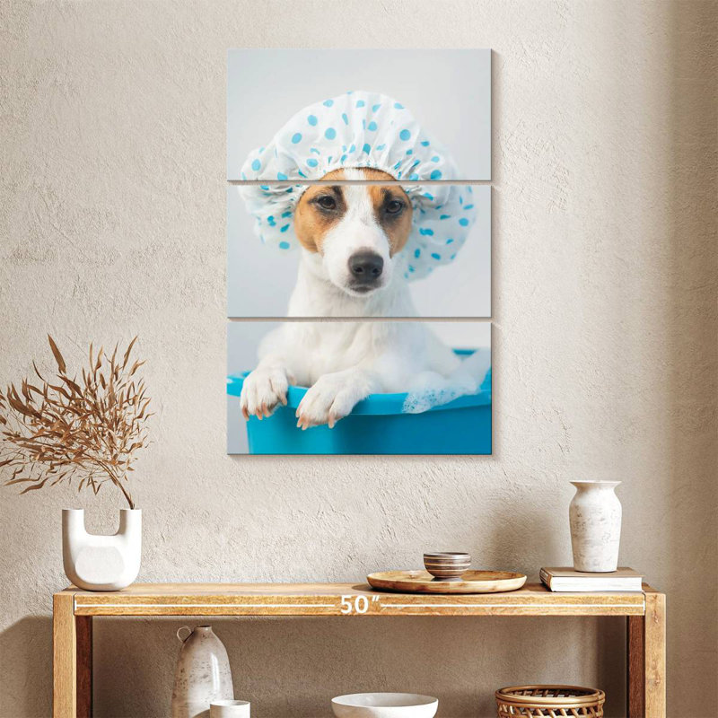 Ketti Terrier In Blue Bath, 45" H x 28" W