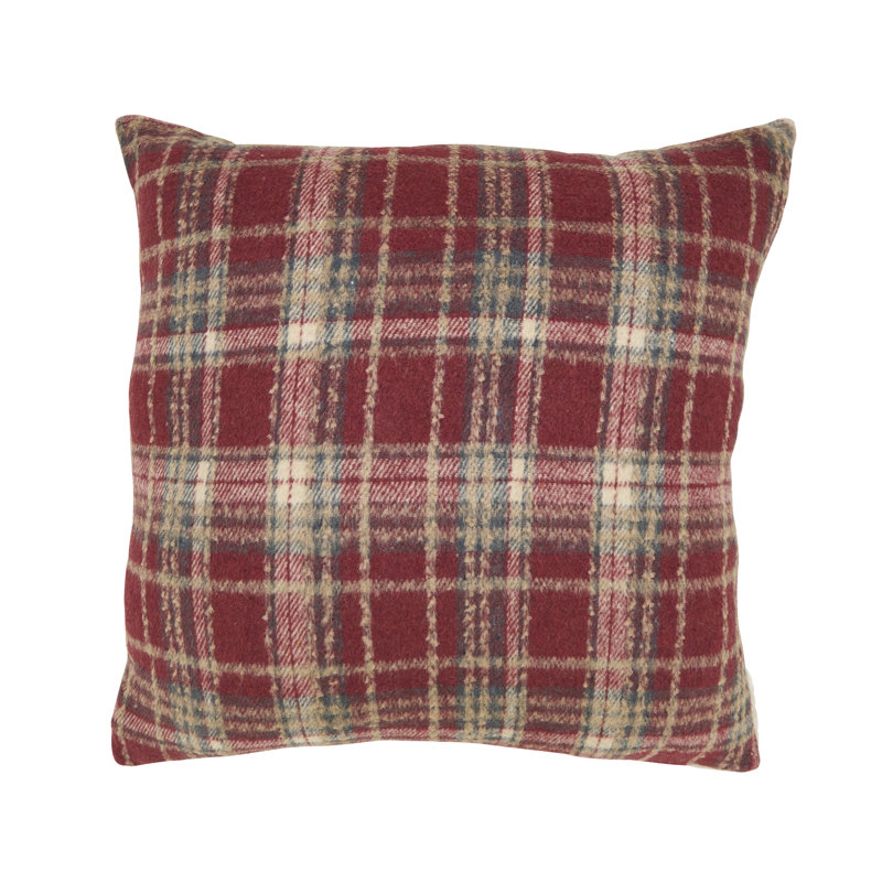 Plaid Reindeer Throw Pillow, Polyester