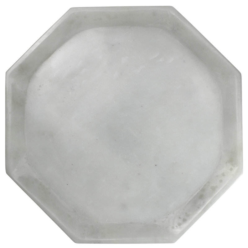 Assiette décorative en marbre blanc, H 1 po x l 12 po x P 12 po