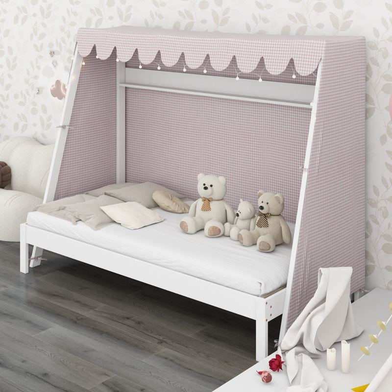 Lit gigogne, lit gigogne avec tablette de rangement, tente et lumière Space Efficient, White