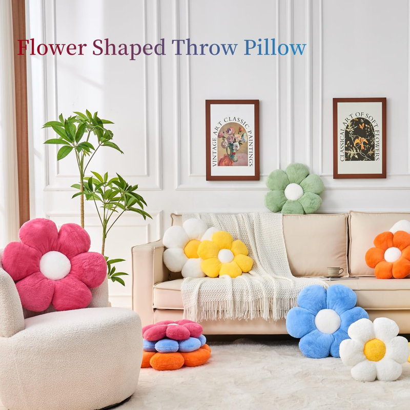 Flower Shaped Throw Pillow 15.7In