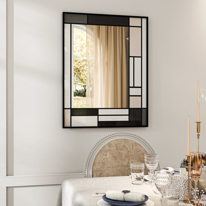 Miroir mural Ebern Designs, 23,7 po x 31,6 po, Gris / Noir