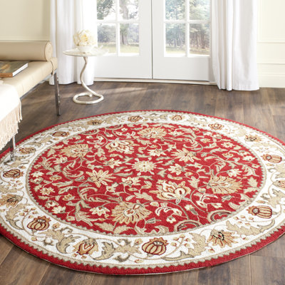 Tapis intérieur / extérieur rouge crocheté à la main Harkins
