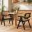 Alaynnah Retro Wood Rattan Back Handmade Armchair-827312759