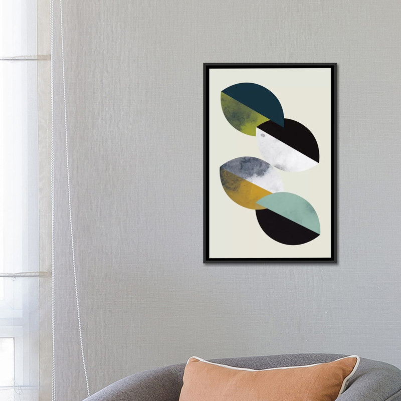 «Saucers», impression sur toile tendue, H 26 po x l 18 po x P 1,5 po, Toile avec cadre noir, Pas de tapis
