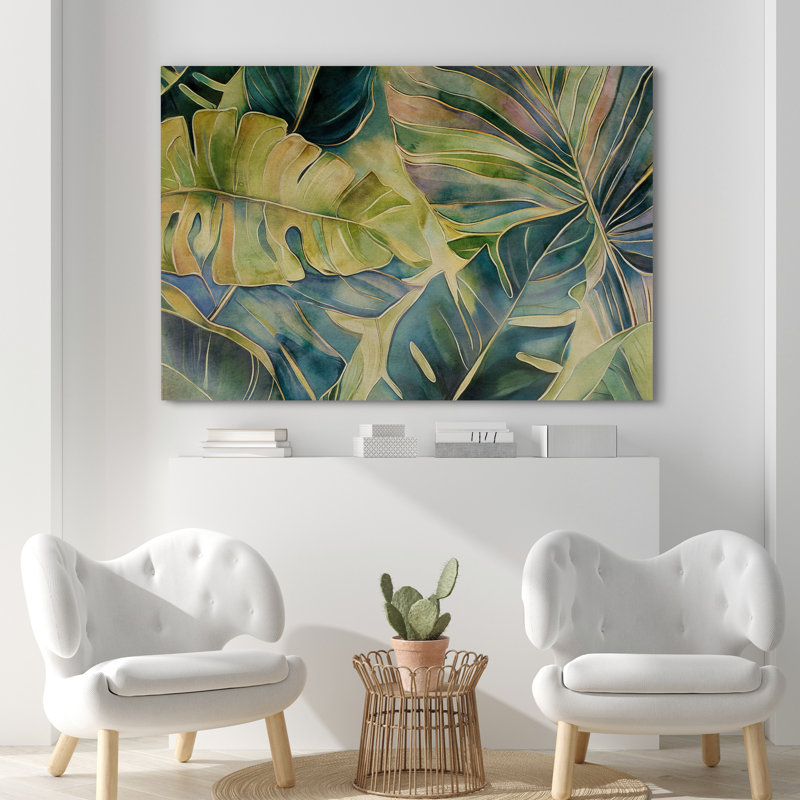 Illustration de feuilles de bananier tropical tropical, feuilles de bananier tropical, H 12 po x l 18 po, Toile tendue