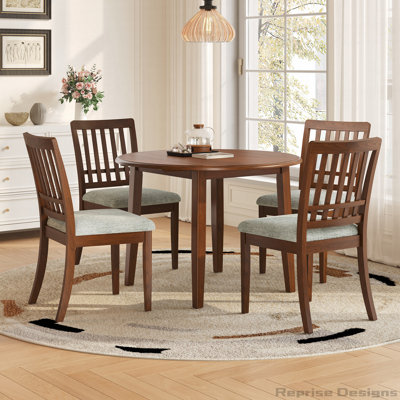 Ensemble de table de salle à manger ronde, table de salle à manger pliante en bois et chaises rembourrées, conception compacte pour petits appartements et salles à manger