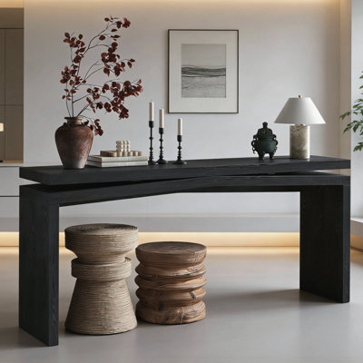 Rustic Solid Wood Console Table, Long Farmhouse Entryway Sofa Table for Living Room, Hallway, and Apartment