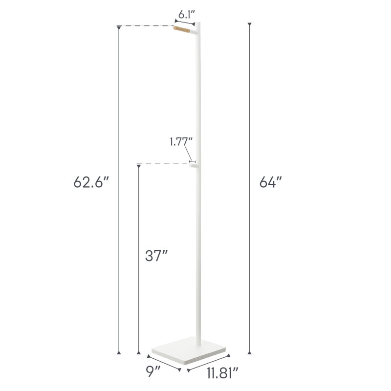 White Steel Freestanding Coat Rack with Wooden Hook