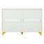 White 6 Drawer Dresser With Gold Handles & Metal Legs