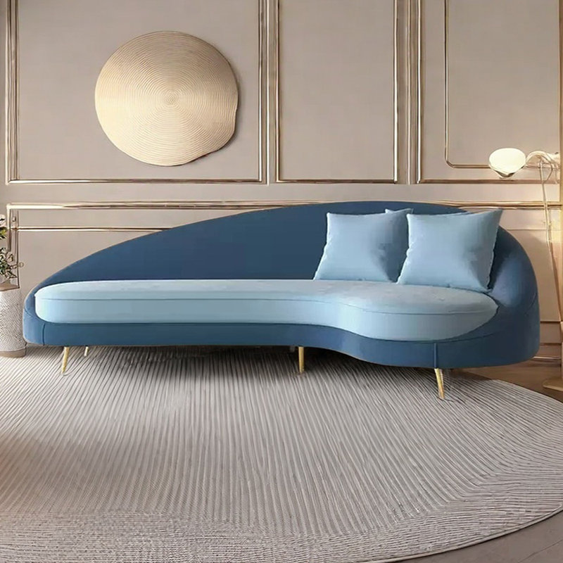 Canapé-lit Curved, Orienté à droite, Bleu / bleu clair