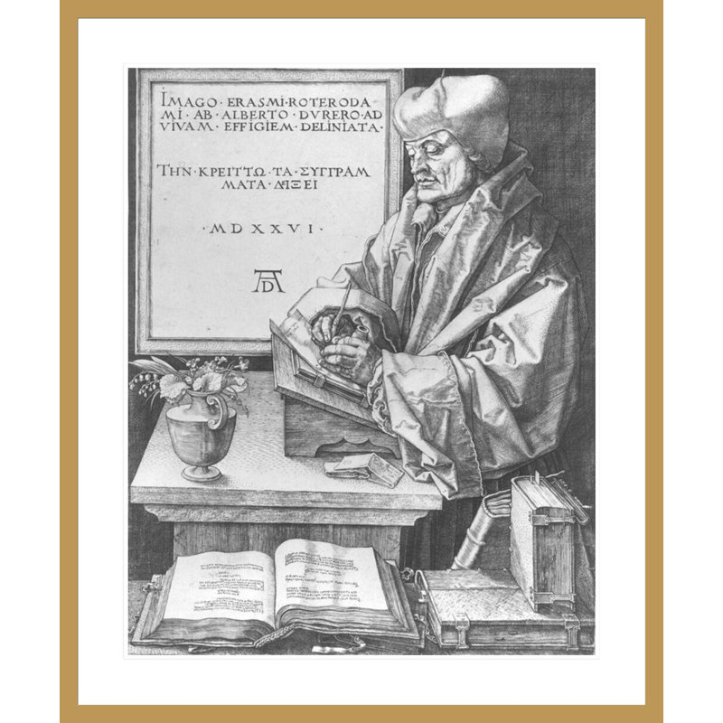 «Desiderius Érasme (1466-1536) of Rotterdam» par Albrecht Dürer, estampe numérique encadrée, H 40,14 po x l 33,5 po