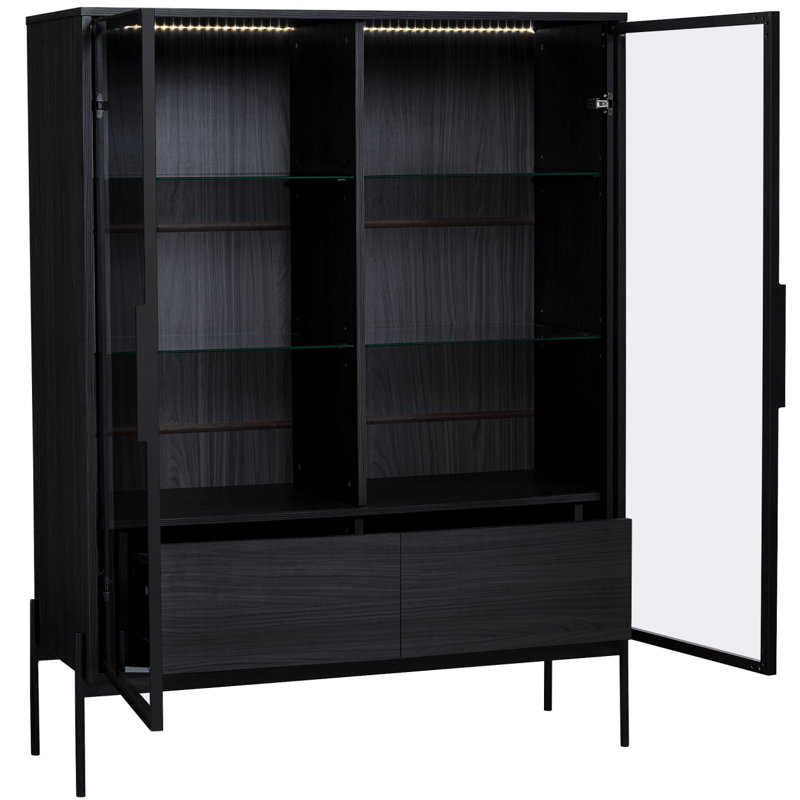 51.2'' Freestanding Display Cabinet With 2 Storage Drawers, Pantry With Glass Doors & LED Lighting, Curio Cabinet With Glass Door & 4-Tier Adjustable Shelves For Living Room, Kitchen, Office
