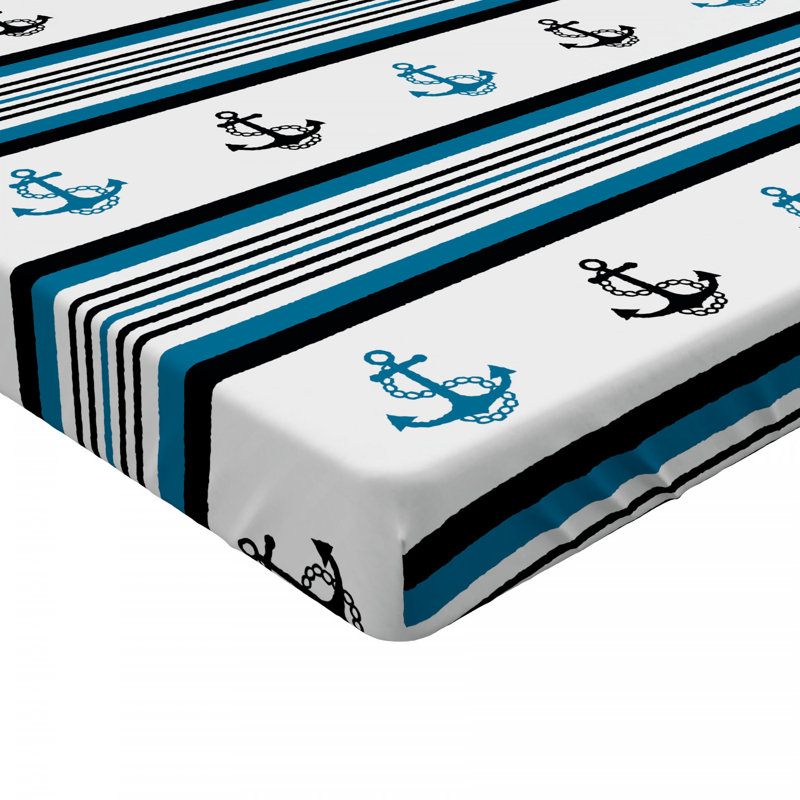 Microfiber Striped Fitted Sheet, Blue, Full Fitted Sheet
