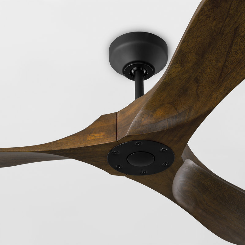 Smart Downrod Ceiling Fan, Matte Black, 11.68" H x 52" W x 52" D, Dark Walnut