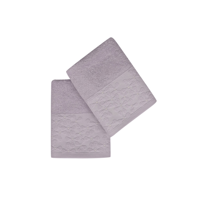 Ensemble de serviettes 2 pièces 100% coton Leyhill, Lilas
