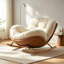 Chaise berçante en suède blanc moderne-609944299